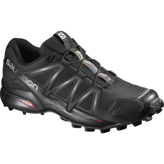 SALOMON SPEEDCROSS 4 WIDE Philippines - Men's Trail Running Shoes - Black | 367895-DZE
